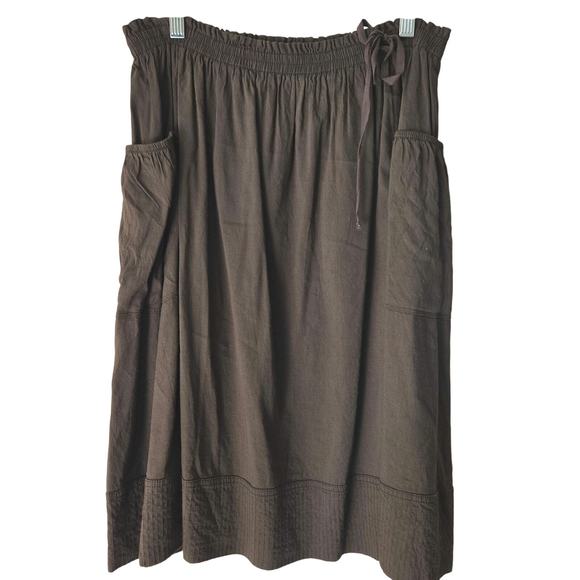 Theory Brown Linen Full Skirt Elastic Waist has pockets Size Small Fits‎ Medium - Picture 1 of 7